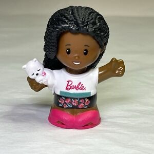 NEW Barbie Little People Fisher‎ Price Figure Girl Holding Cat Dog Doll Pajamas